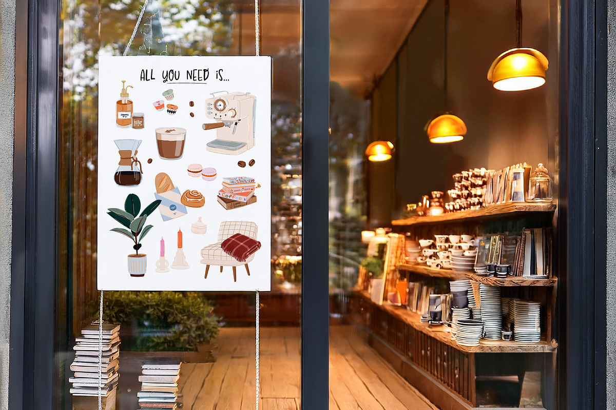 Coffee Lover & Coffeeshop Clipart, a Food Illustration by Ruslana Lubenets (Photo 2 of 16)