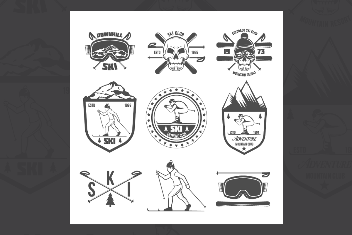 Set of vintage skiing labels, a Branding & Logo Template by Alex_Ivanov