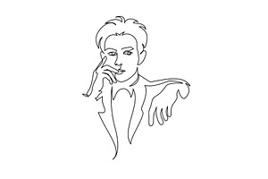 Young man portrait. Hand drawn, a Person Illustration by Valenty