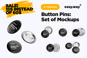 Button Pins PSD Mockups Set