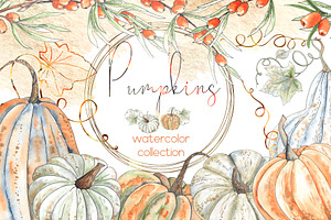 Pumpkins. Watercolor Collection