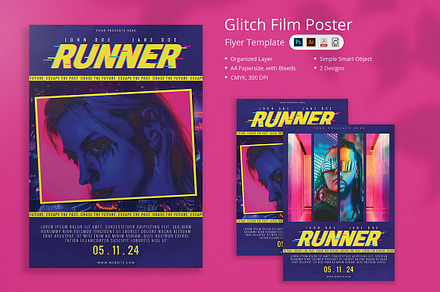 Kelanu - Glitch Film Poster, a Poster Template by Attype