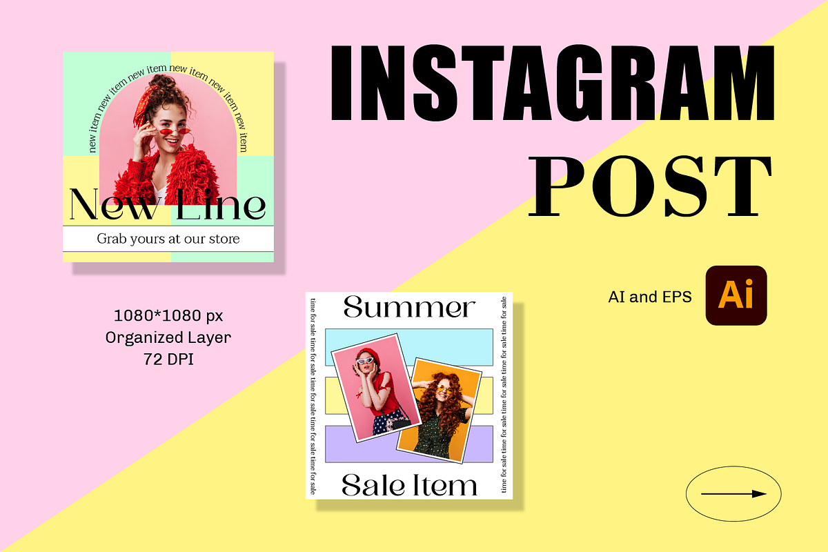 9 Pastel Colorful Instagram Template, a Social Media Template by digitalsbydepi (Photo 2 of 6)