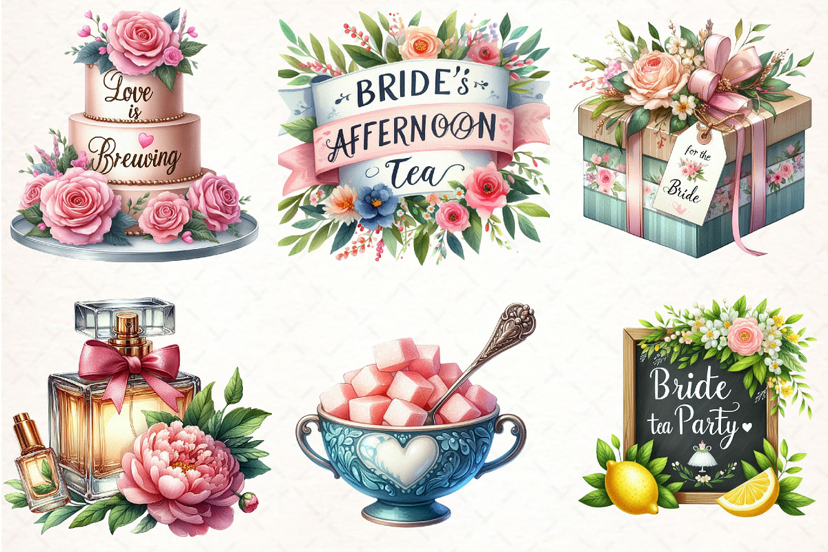Summer Bridal Tea Party Set Clipart, an Illustration by Pixels.Craft (Photo 2 of 7)