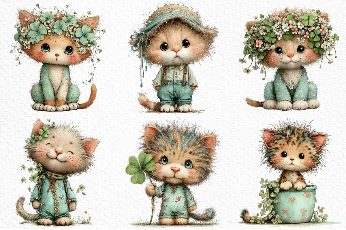Whimsical St Patrick's Day Cat PNG, an Illustration by Craft Nest (Photo 4 of 11)