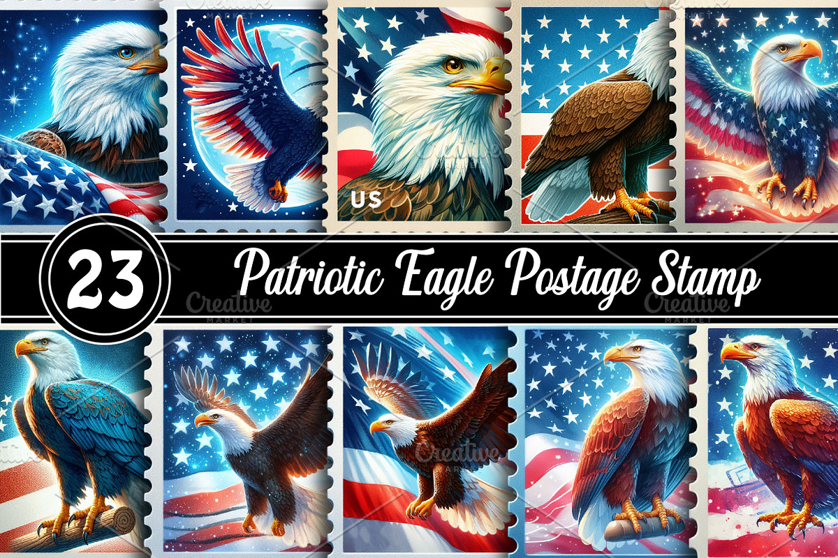 Patriotic Eagle Postage Stamp Png, an Illustration by RobertsArt (Photo 1 of 4)