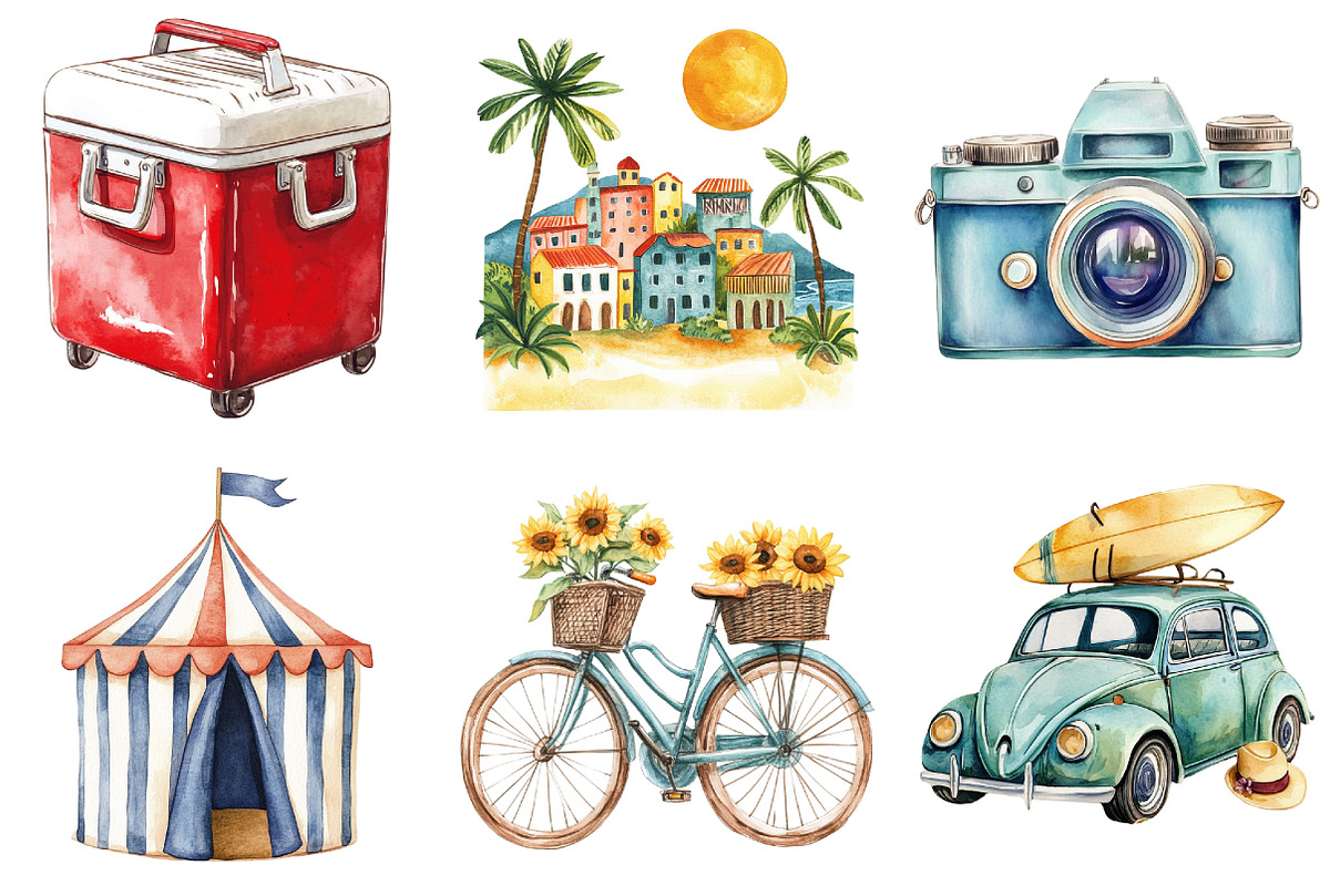 1950s Style Beach Day Clipart, an Illustration by Libby Wishes (Photo 4 of 7)