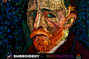 72 Brush-stitch Embroidery PROCREATE, a Brush Add-On by Graphics Resources (Thumbnail 7 of 11)