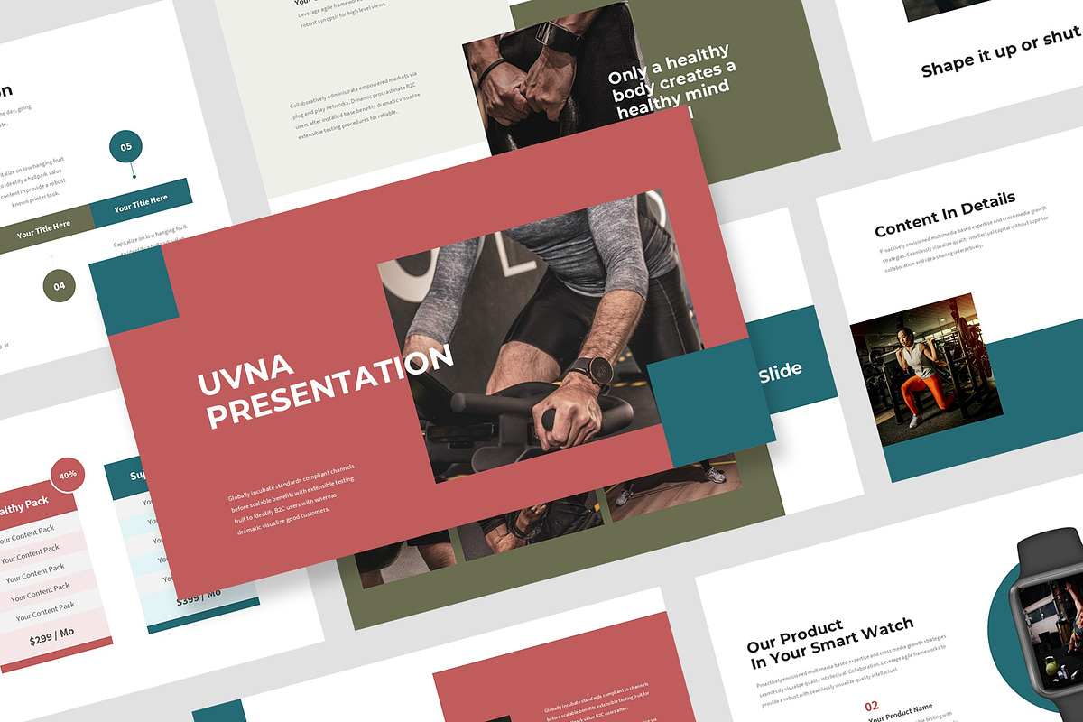 Uvna : Gym & Fitness Powerpoint, a Presentation Template by Punkl Camp (Photo 1 of 16)