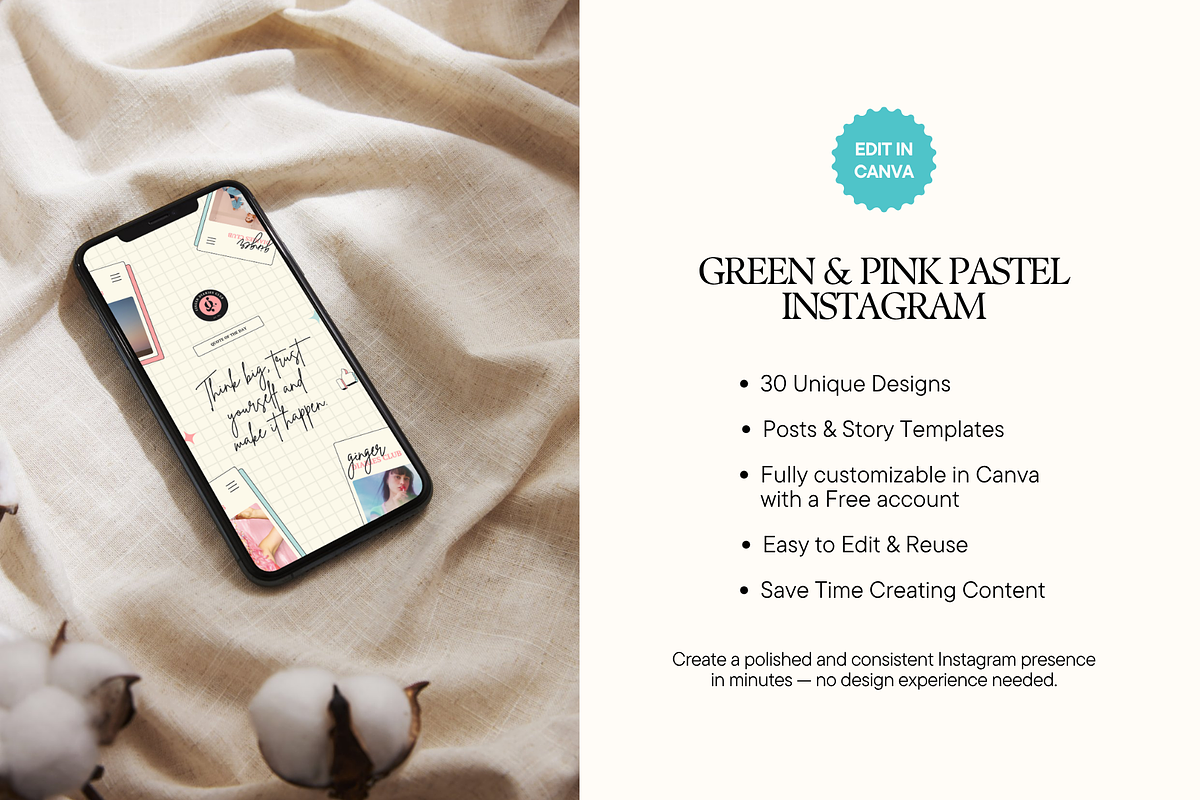 Green & Pink Instagram, a Social Media Template by Anna Design Studio (Photo 2 of 11)