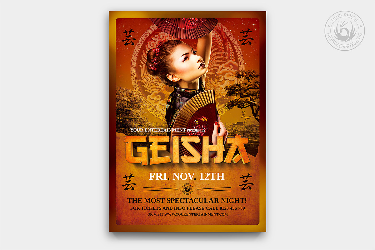 Geisha Night Flyer Template V3, a Flyer Template by ThatsDesignArt (Photo 1 of 7)