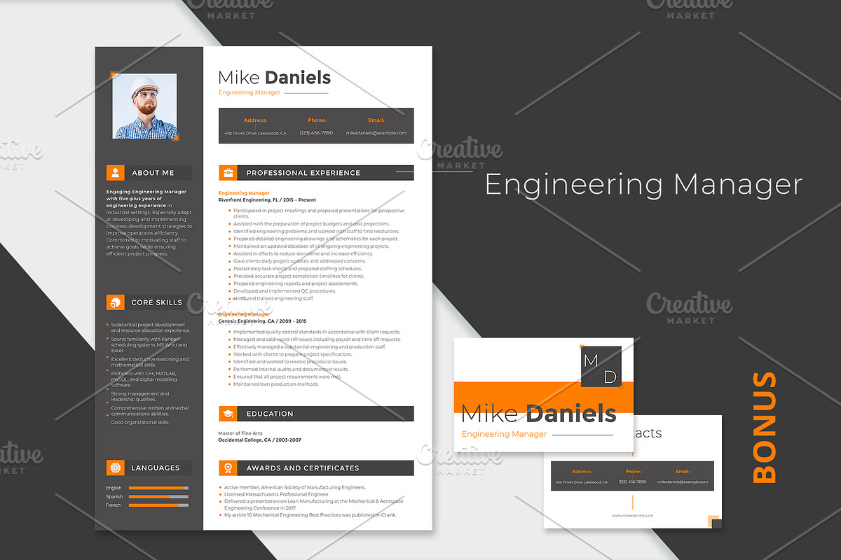 Resume for Engineering Manager, a Resume Template by MotoCMS (Photo 2 of 2)
