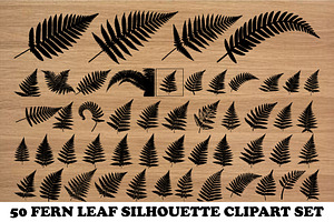 Fern Leaf Silhouette PNG Vector Set, an Object Illustration by Amazin_art