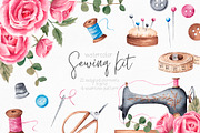 Watercolor Sewing Kit, a Work Illustration by YuliyaArtGarden (Thumbnail 1 of 7)