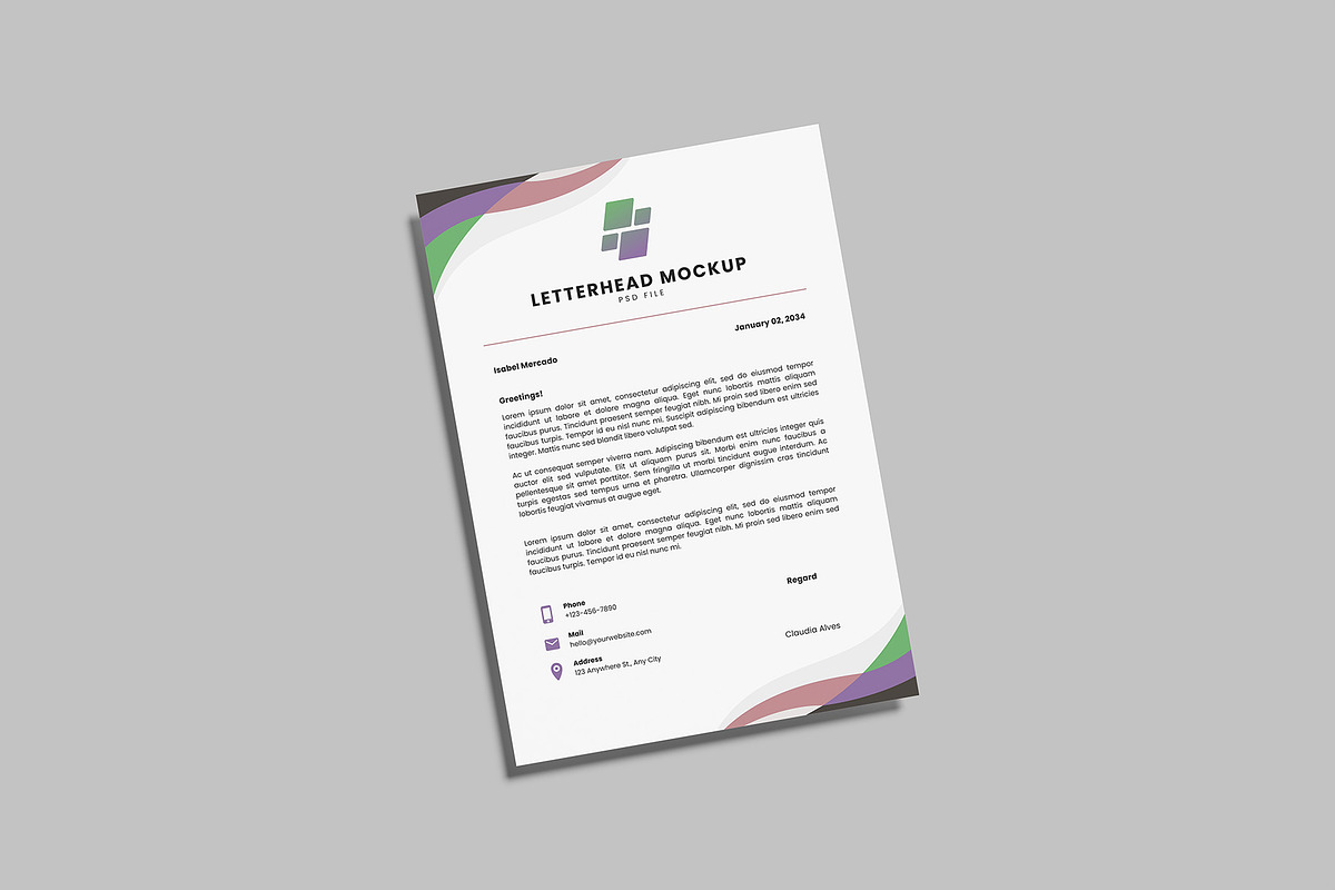 Letterhead Mockup, a Product Mockup by Graphiculon (Photo 5 of 13)
