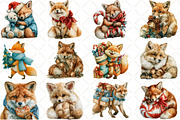 Watercolor Christmas Fox Clipart, a Seasonal Illustration by Black Bird Studio (Thumbnail 3 of 7)