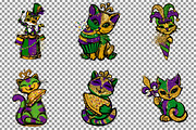 Whimsical Mardi Gras Cat Clipart, an Illustration by Sublimation Artist (Thumbnail 4 of 6)