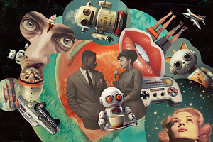 Retro Futuristic Movies Collage Kit