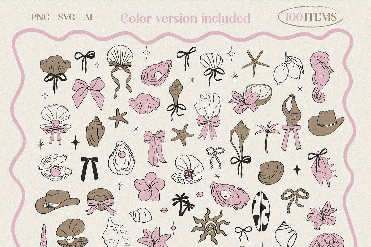 Coastal Summer Vector Doodles, a Seasonal Illustration by yabluko_draws (Photo 4 of 7)