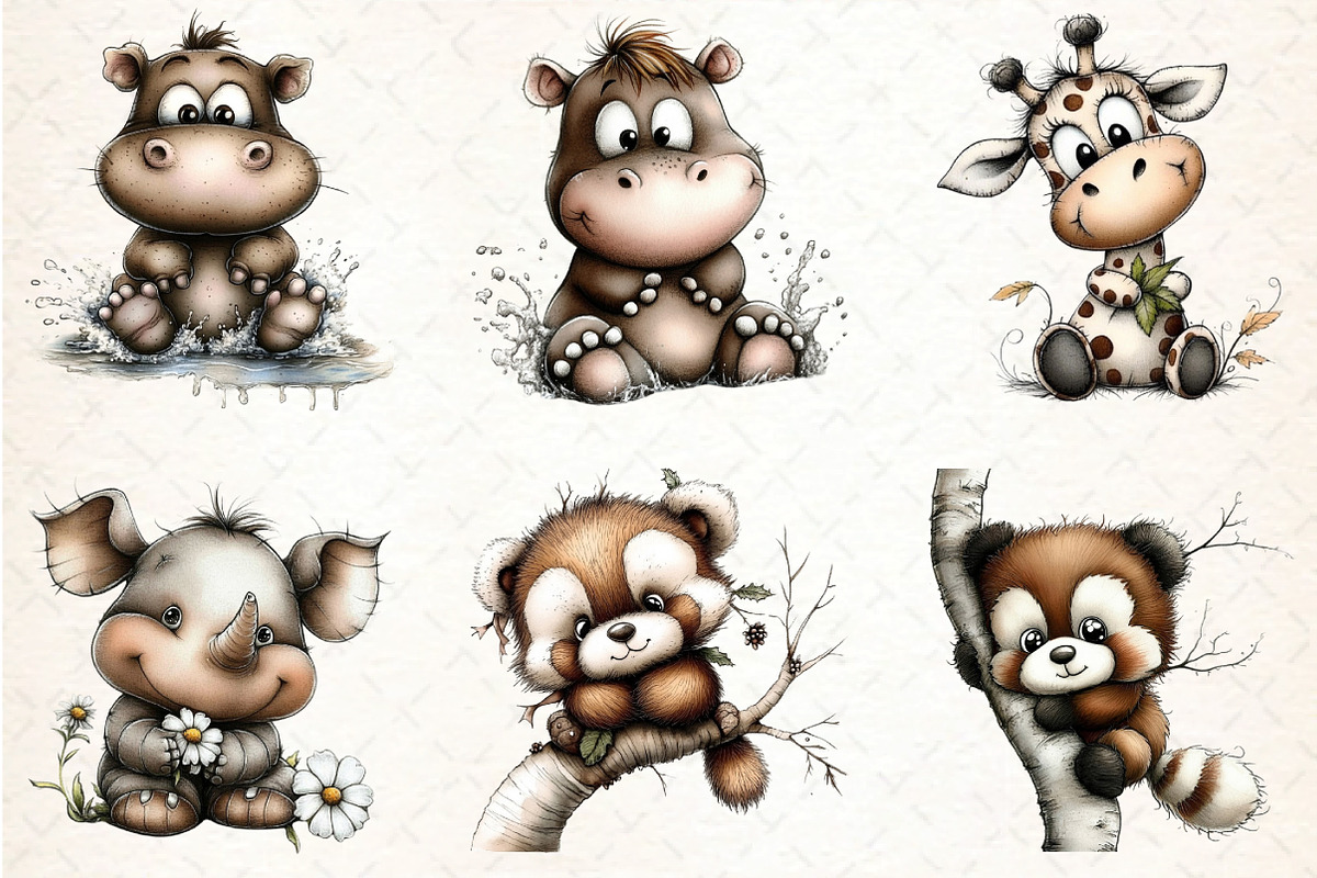 Baby Animal PNG Clipart Bundle, an Illustration by DreamCafeArt (Photo 4 of 8)