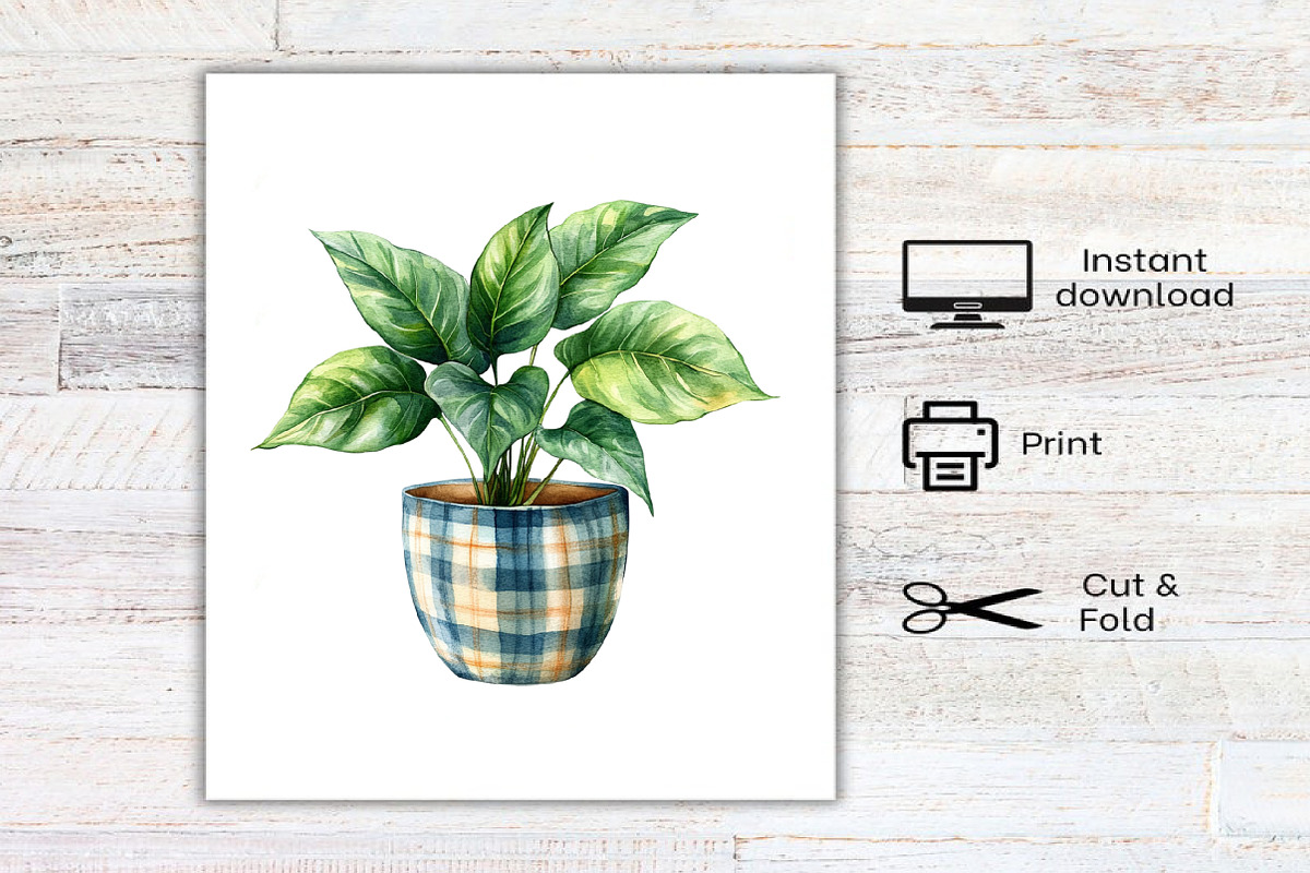 Christmas Houseplants Clipart, an Illustration by Canvas Craft (Photo 8 of 8)
