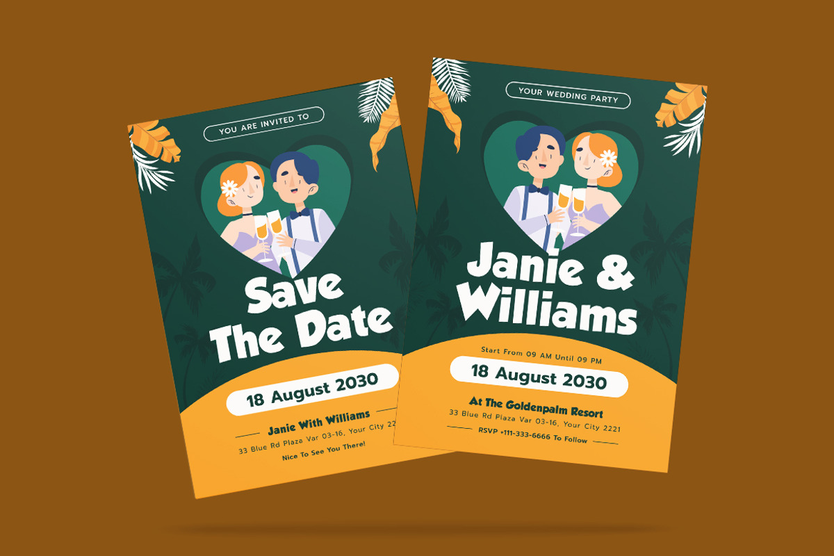 Darling Wedding Invitation Template, an Invitation Template by iDoodle Studio (Photo 3 of 4)