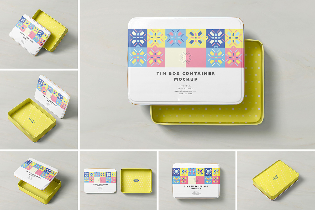 Tin Box Mockup, a Product Mockup by PixelVoyager (Photo 1 of 9)