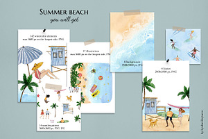 Watercolor Summer Beach Clipart