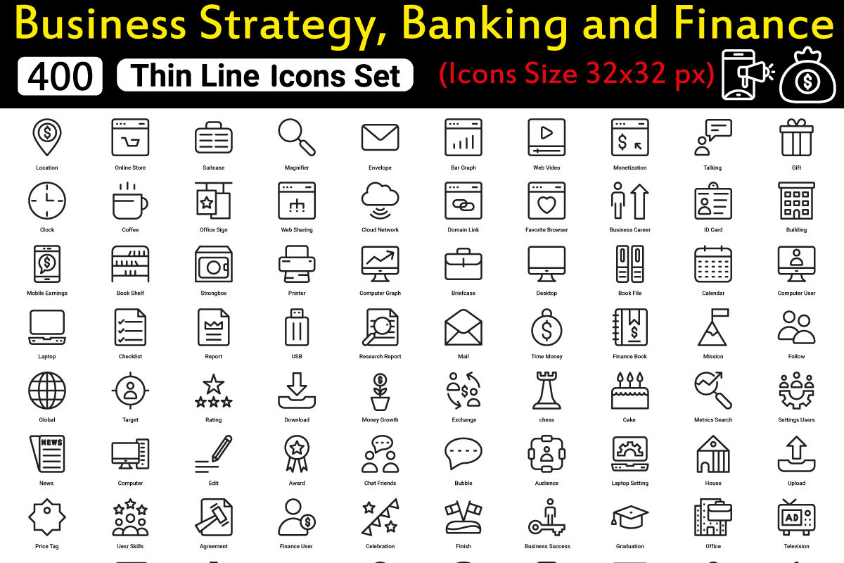 Business Strategy and Banking, an Outline Icon by Color Cubes (Photo 5 of 5)