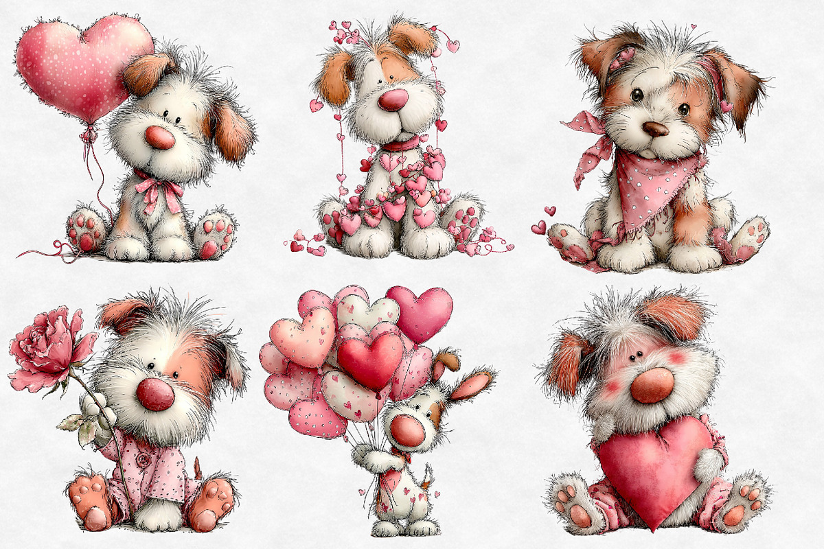 Whimsical Valentine Dog clipart, an Illustration by Designworld (Photo 6 of 6)