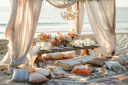 A table beautifully set up on the be, a Photo by Iftikhar Alam