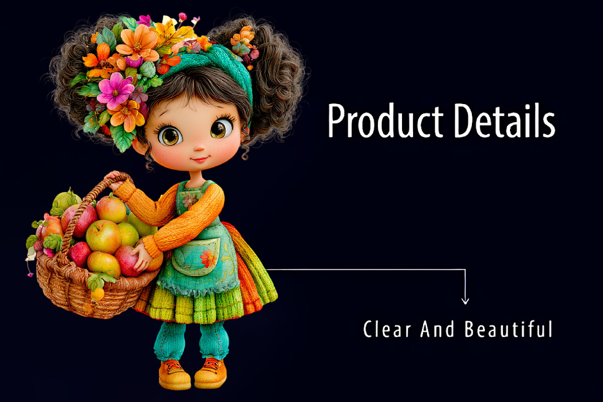 Cute Autumn Harvest Girl PNG Clipart, a Seasonal Illustration by RobertsArt (Photo 5 of 7)