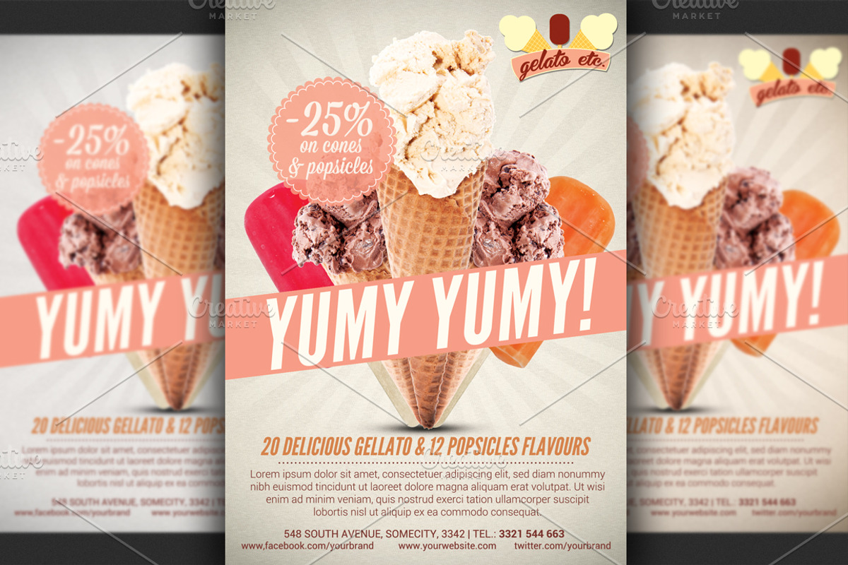 Ice Cream Shop Offer Flyer Template, a Flyer Template by Hotpin (Photo 3 of 3)