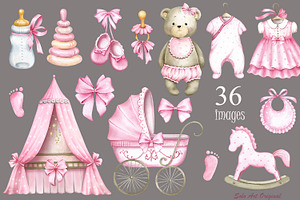 Baby Girl Shower Nursery Cute Bear