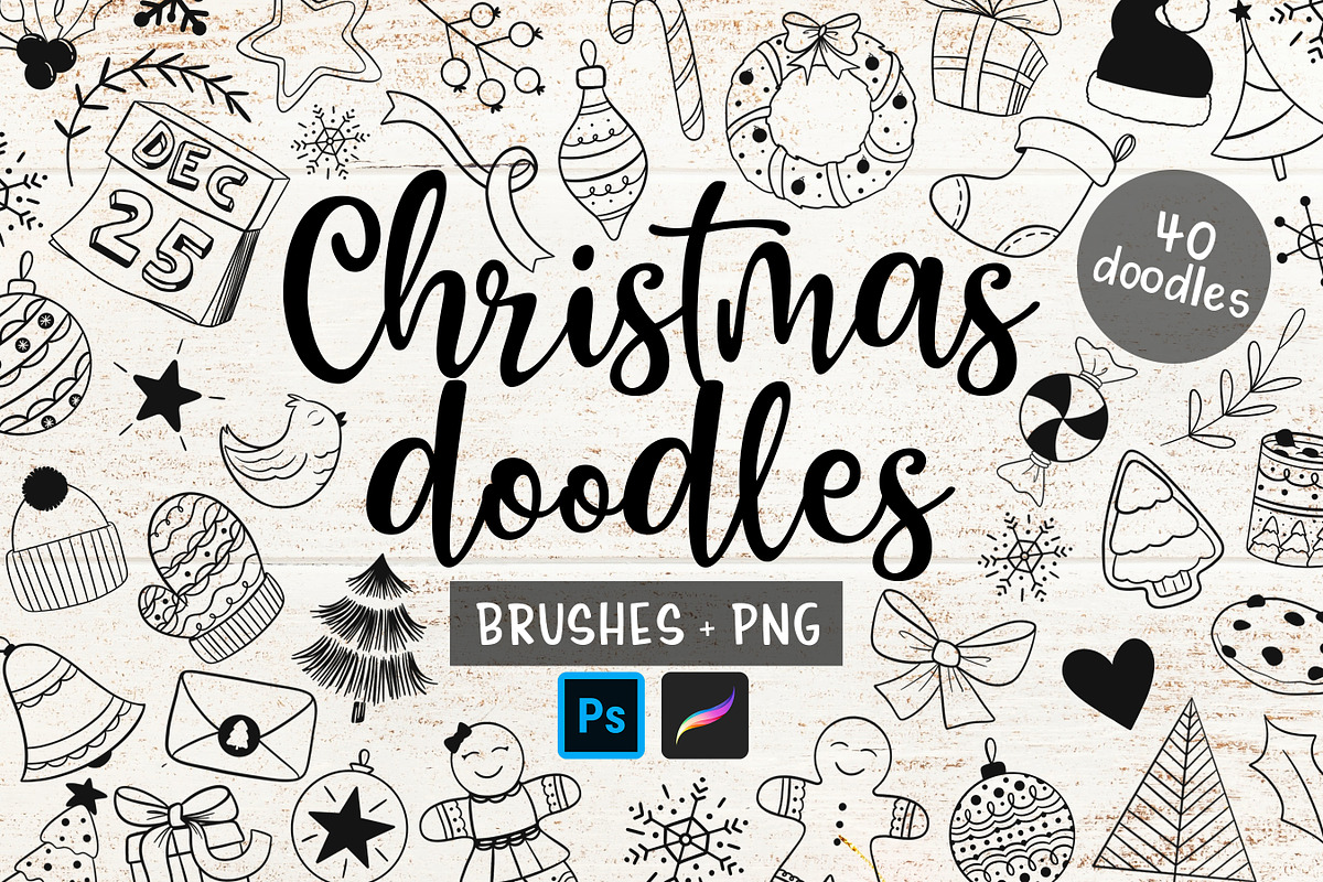 Christmas Doodle Brushes, a Brush Add-On by Brushed Rose (Photo 1 of 3)