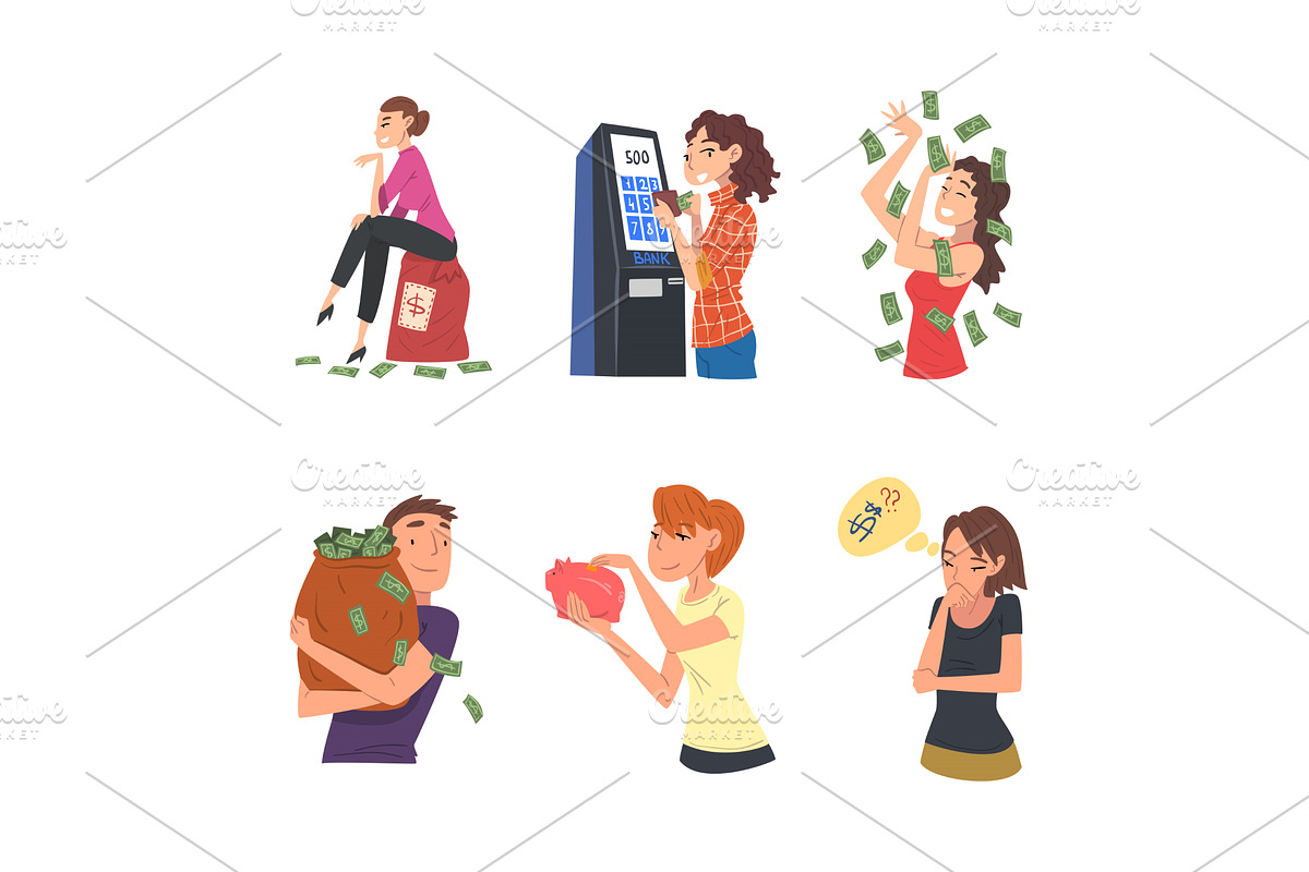 Rich and Wealthy Man and Woman, a Person Illustration by TopVectors