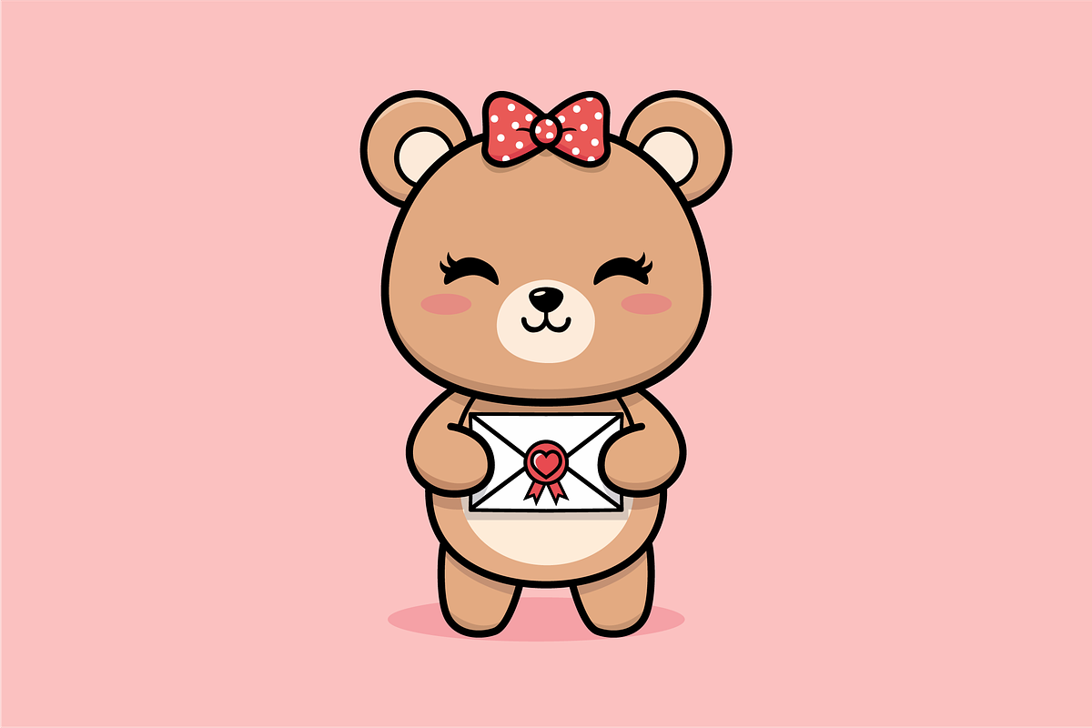 Cute Bear Holding Love Envelope, an Animal Illustration by shazi (Photo 3 of 3)