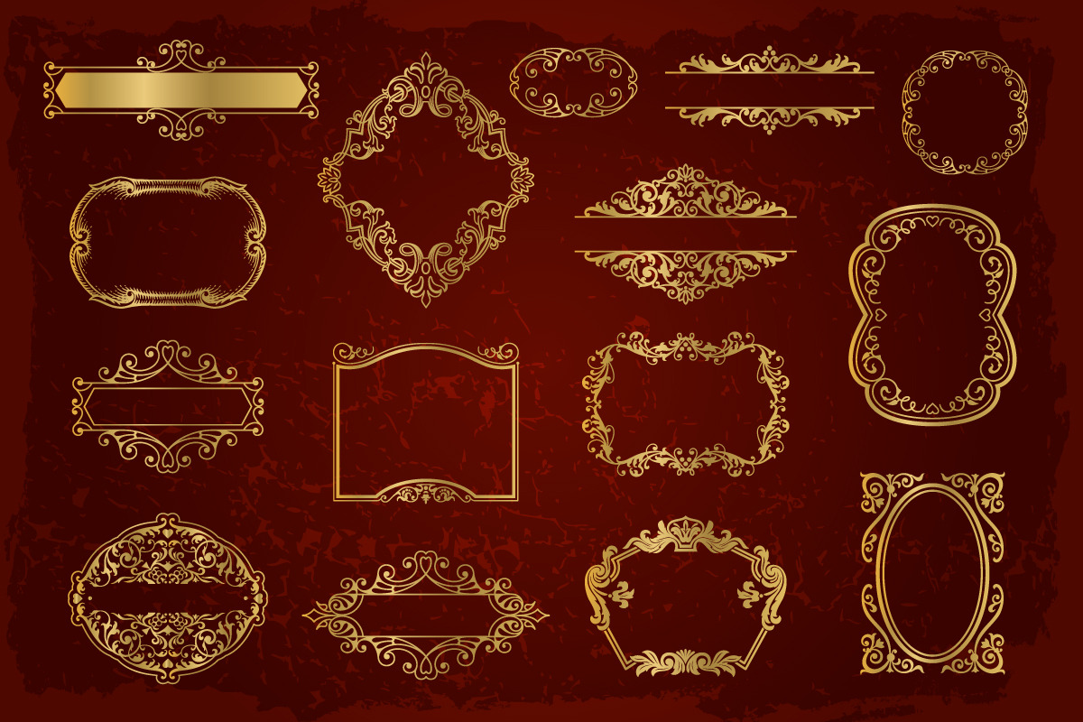 15 Golden Frames Backgrounds Set #2, an Object Graphic by Digiselector Design Goods (Photo 3 of 5)