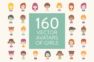 160 girls vector avatars