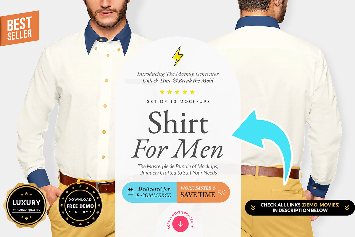 Men Shirt 10x Mock-ups, a Shirt Mockup by Mocca Mockups Store (Photo 1 of 6)