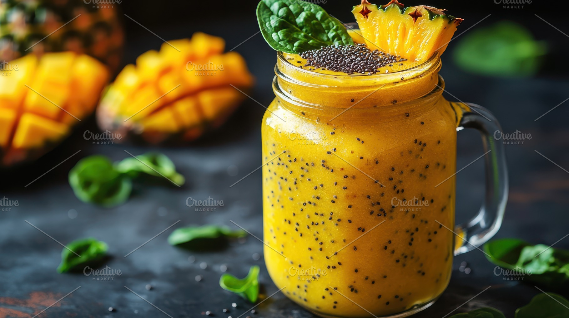 A vibrant tropical fruit smoothie ga, a Photo by Pixeness Studio