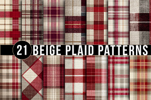 Beige and Red Plaid Patterns, a Pattern Graphic by DreamArtGraphic