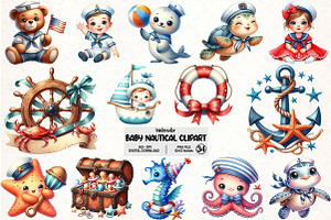 Sailor Clipart, Baby Nautical PNG, an Illustration by Pixels.Craft
