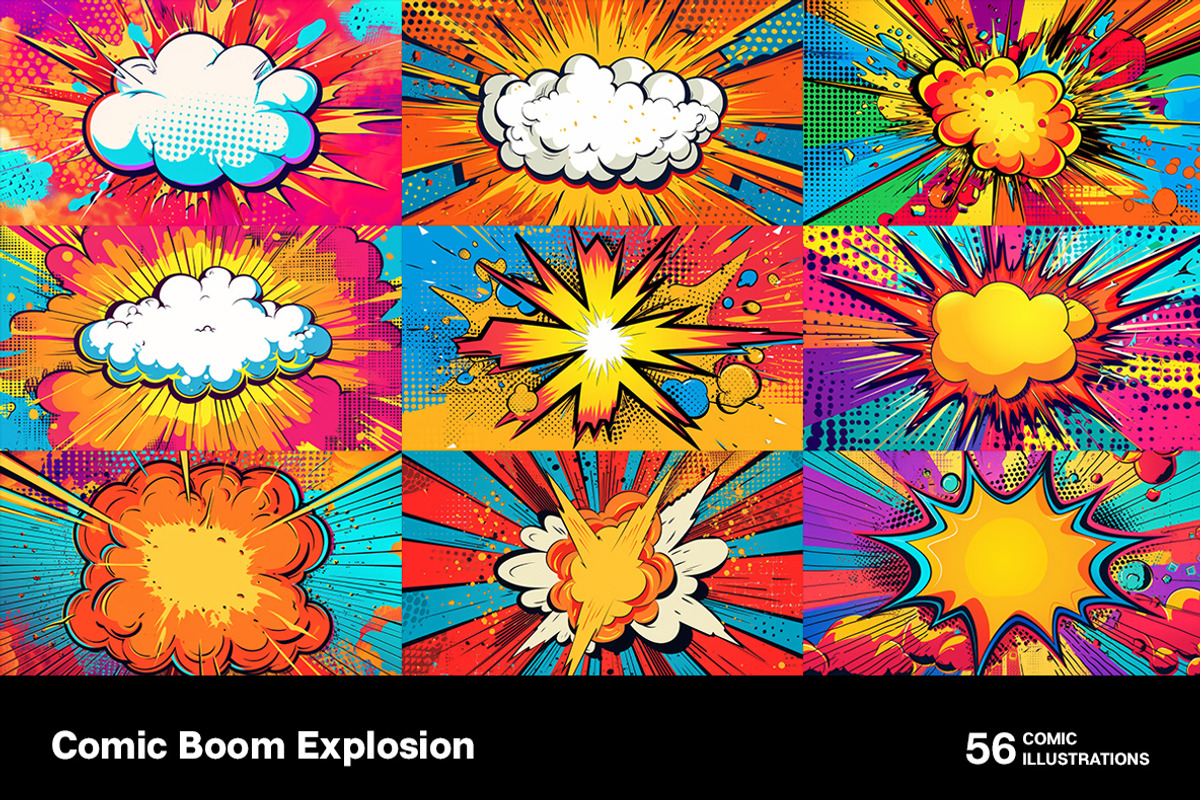 Comic Boom Explosions, a Decorative Illustration by Handmadefont