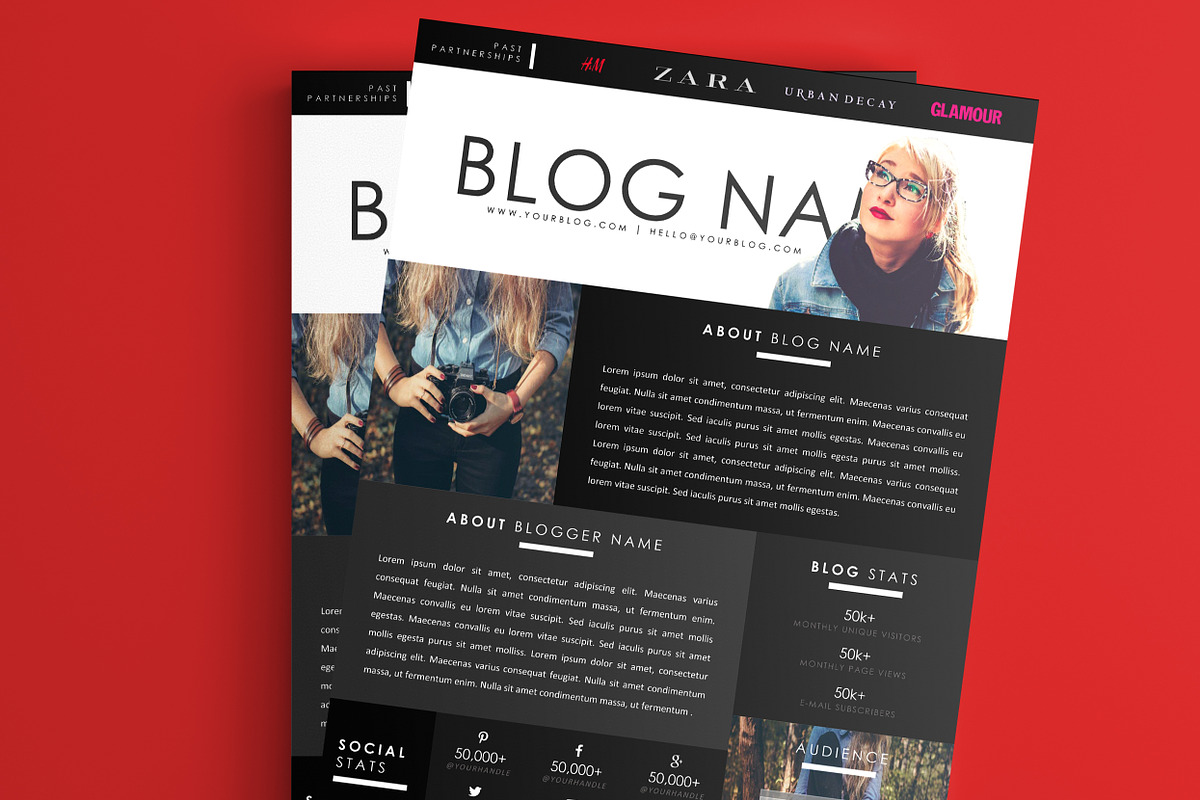 Blog Media Kit Template | One-Page, a Stationery Template by Blogger Kit Co. (Photo 3 of 3)