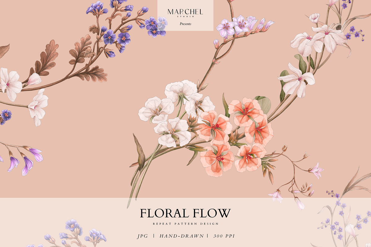 Floral Flow, Romantic Repeat Pattern, a Pattern Graphic by Marchel Studio (Photo 1 of 4)