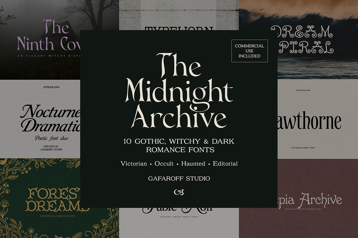 Midnight Archive Gothic Font Bundle, a Serif Font by gafaroff studio (Photo 1 of 11)