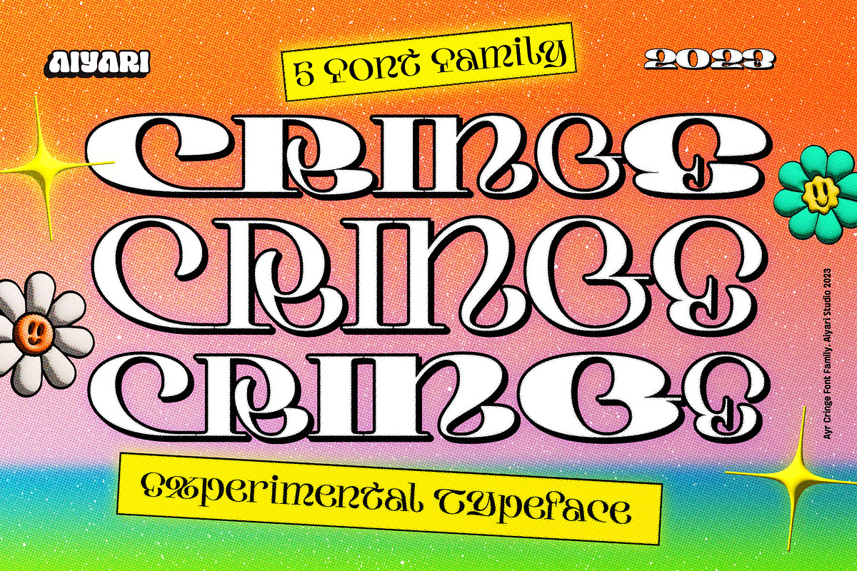 Cringe Experimental Typeface, a Serif Font by Aiyari (Photo 1 of 14)