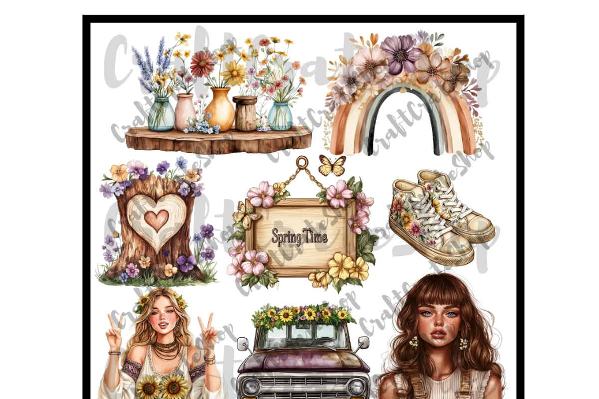 Watercolor Boho Spring Clipart, an Illustration by CraftCrateShop (Photo 6 of 7)