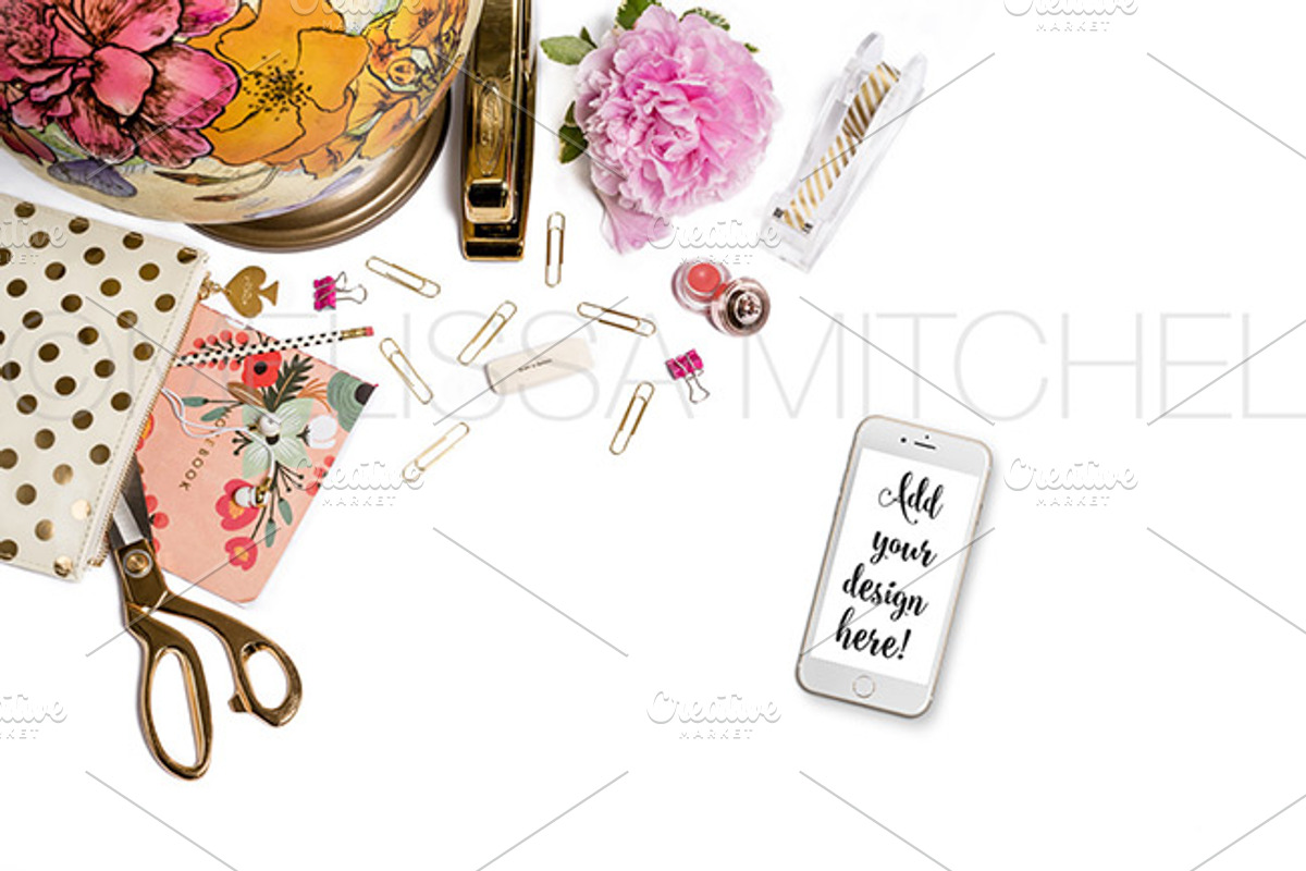Pink Peony & Globe Styled Mockup #34, an iPhone Mockup by MMStyledStock (Photo 2 of 3)